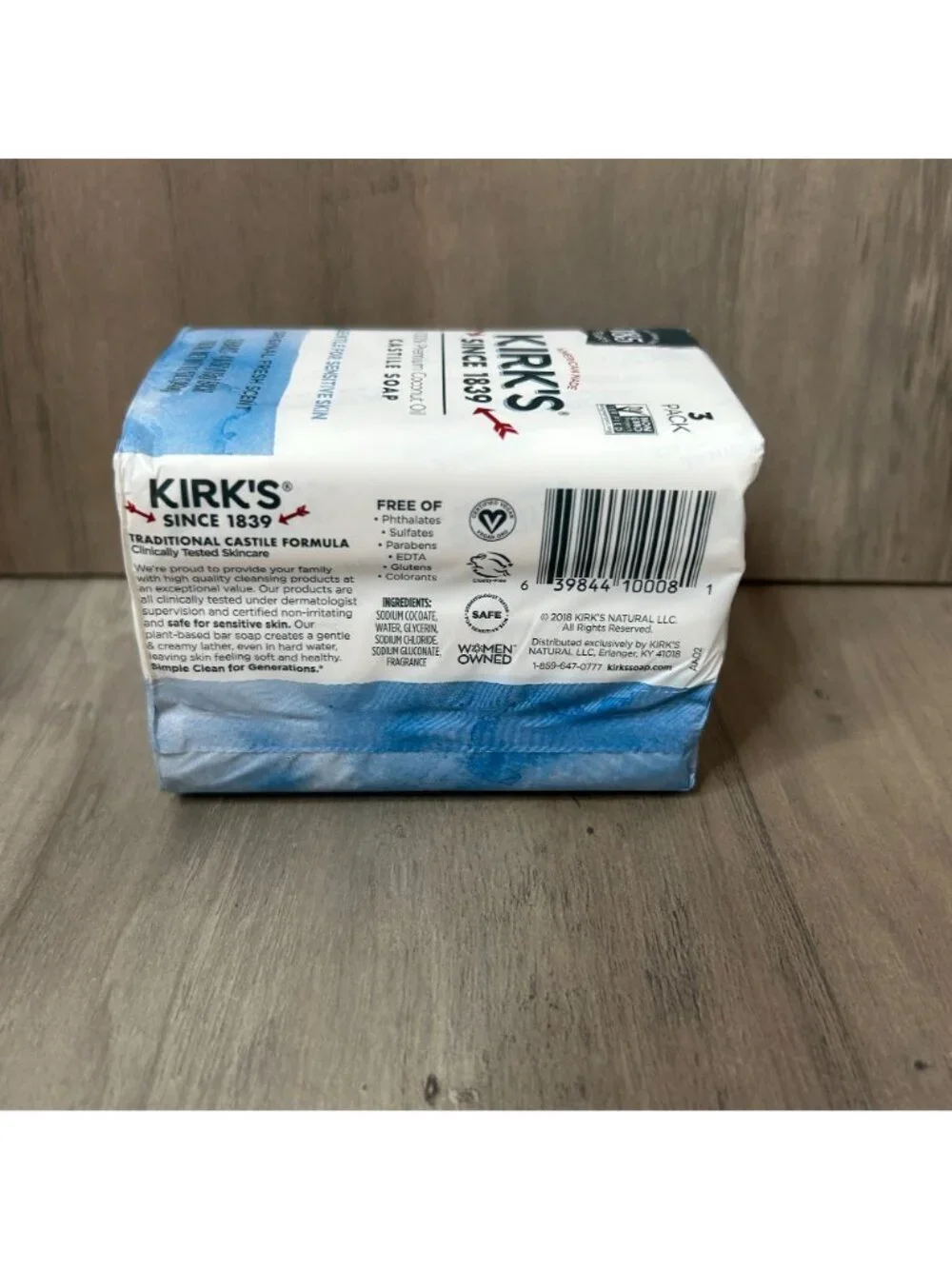 Kirks Original Fresh Scent Castile Soap 3-Pack Sensitive Skin USA Made